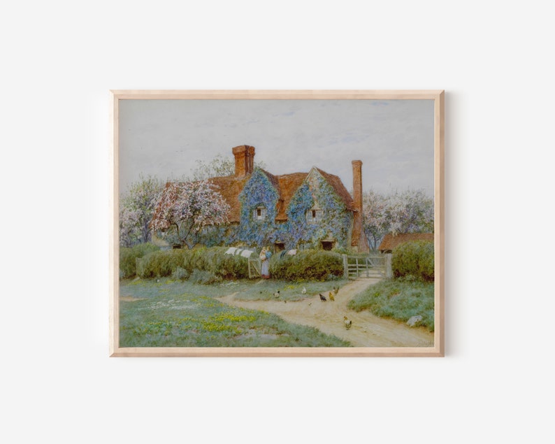 Vintage French Country Art, French Farmhouse, Landscape Print, Country