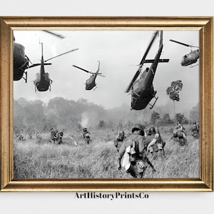 Vietnam War Hovering U.S. Army helicopters | DIGITAL Downloadable Photo Poster Gift | Black White Wall Art Print 58