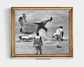 Vintage basebollfotoaffisch: Klassiska sportminnessaker (digital nedladdning)