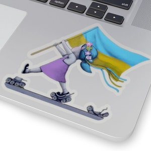 Ukrainian girl with flag Sticker Decal