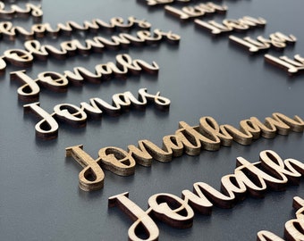 Elegant wooden name tags (laser cut) for weddings, birthday parties, anniversaries and parties