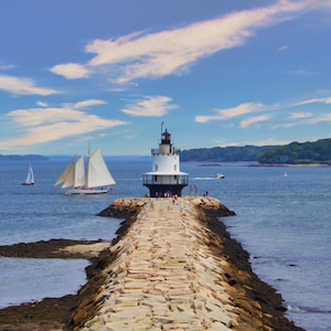 Spring Point Ledge Lighthouse, Portland, Maine, instant download, nautical, printable, travel, lighthouses