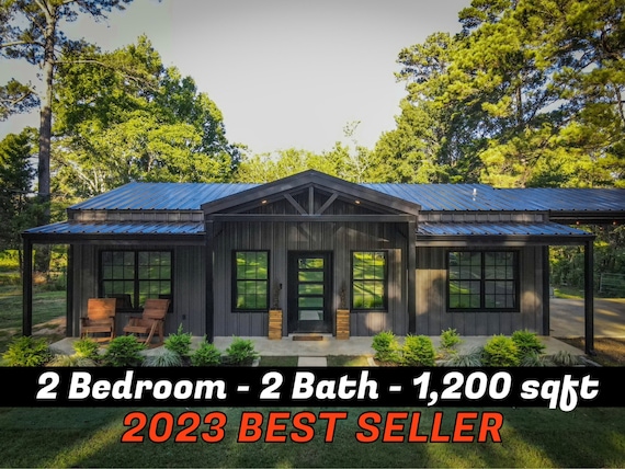 Barndominium Floor Plans - 2 Bedroom  - 2 Bath - 1200 sqft