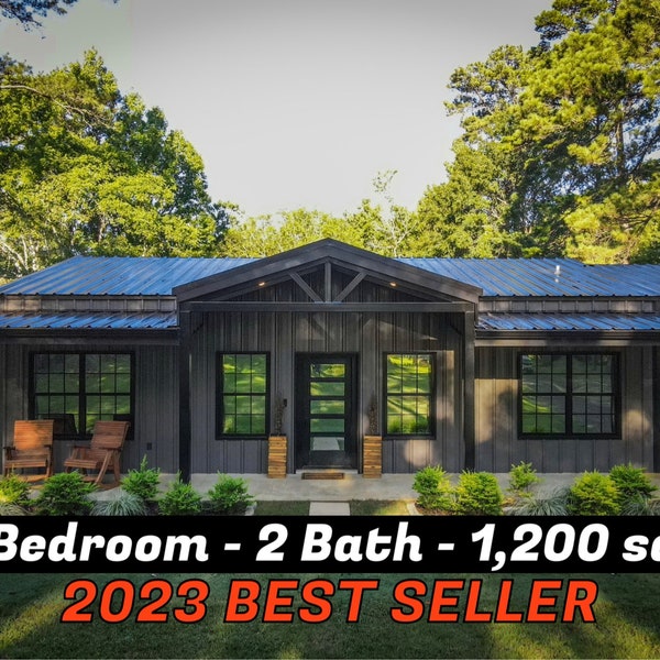 Barndominium Floor Plans - 2 Bedroom  - 2 Bath - 1200 sqft