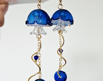 Jellyfish Earrings, Moon Jellyfish Dangle Earring, Dangle Earrings