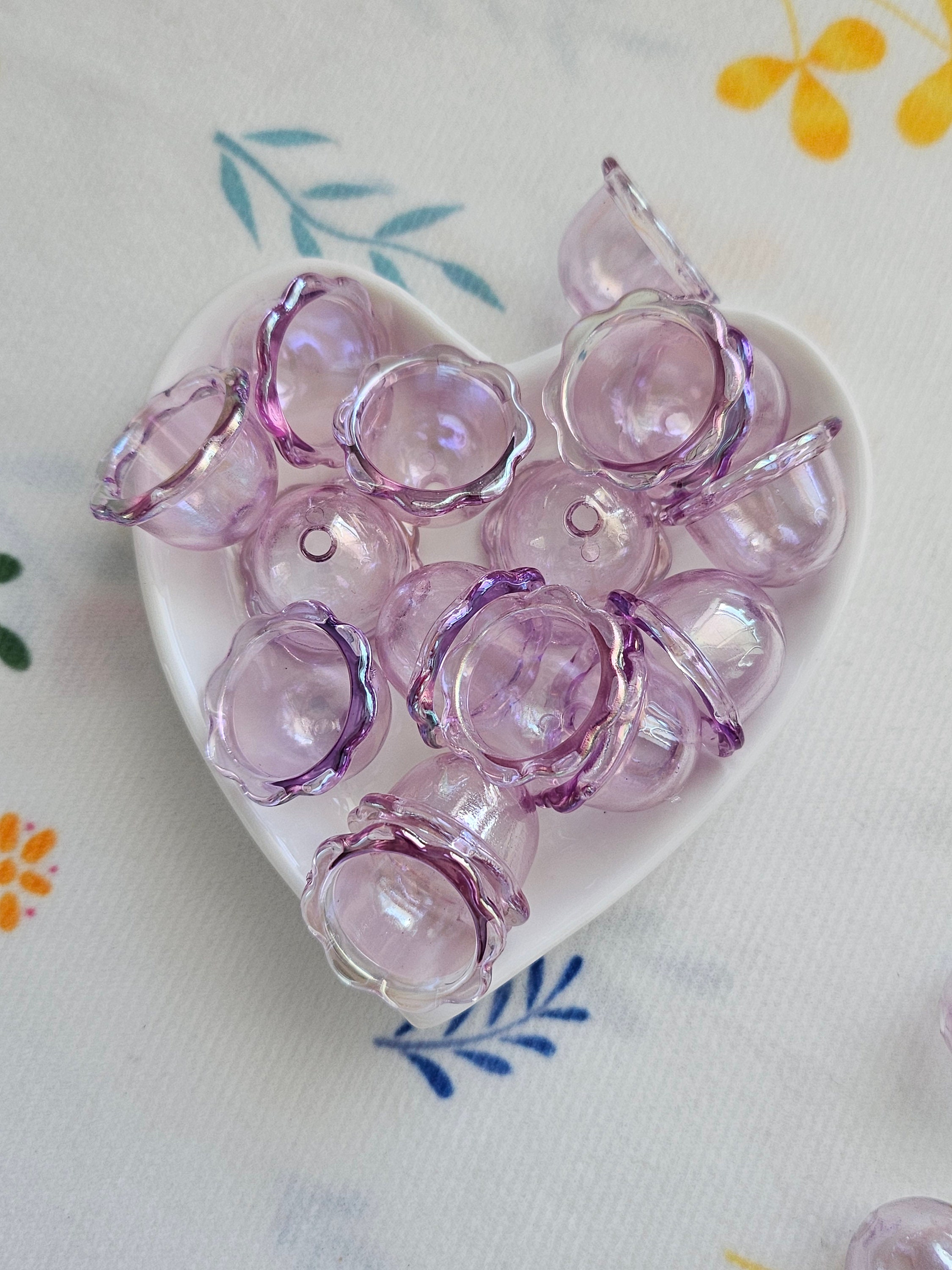 Jellyfish Glossy Beads, Flower Beads, Acrylic Beads, Beads, Bell Shape  Beads 