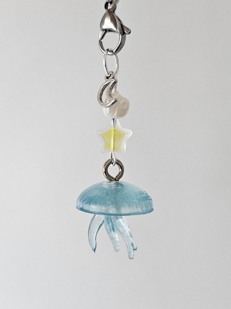 Moon Jellyfish Phone Charm, Moon Jellyfish Keychain image 1