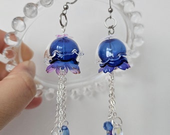 Jellyfish Earrings, Moon Jellyfish Dangle Earring, Dangle Earrings