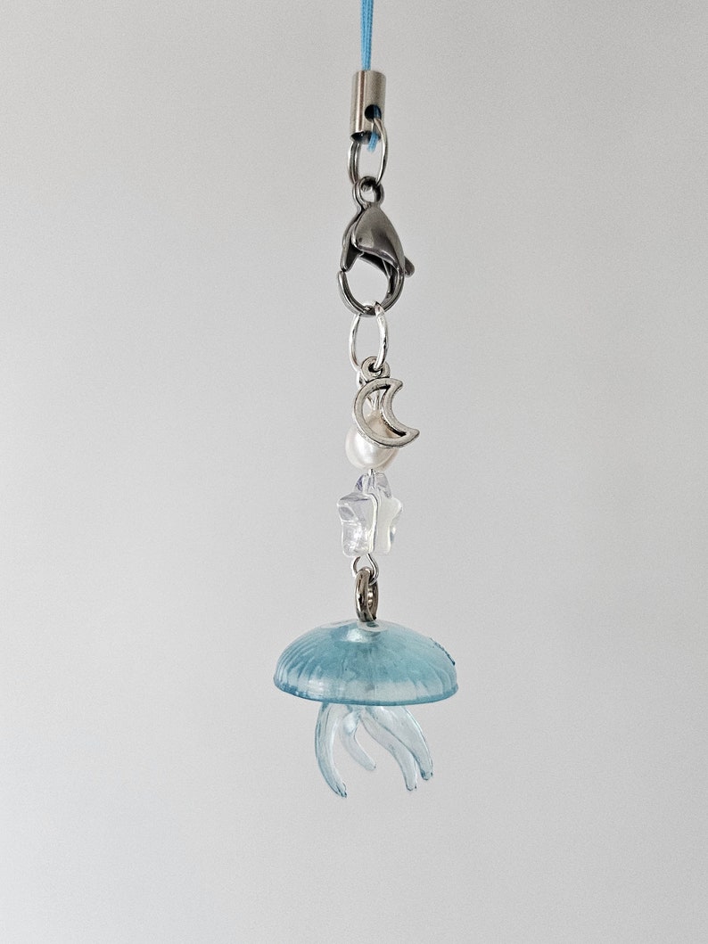 Moon Jellyfish Phone Charm, Moon Jellyfish Keychain image 2
