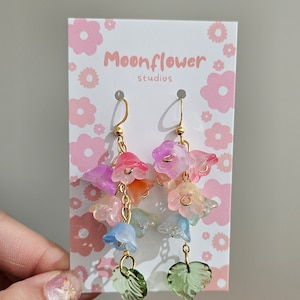 Rainbow Flower Earrings, Flower Earrings, Lily of the Valley, Cute Earrings, Colorful Earrings, Dangle Earrings, Gift for Her