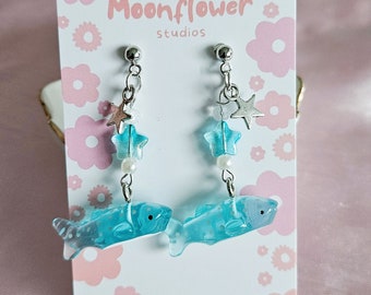 Boucles d'oreilles requin-baleine, boucle d'oreille pendante requin-baleine