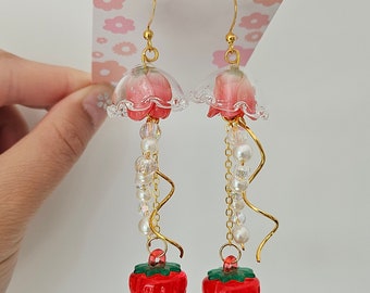 Strawberry Jellyfish Earrings