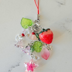 Strawberry Phone Charm, Strawberry Keychain