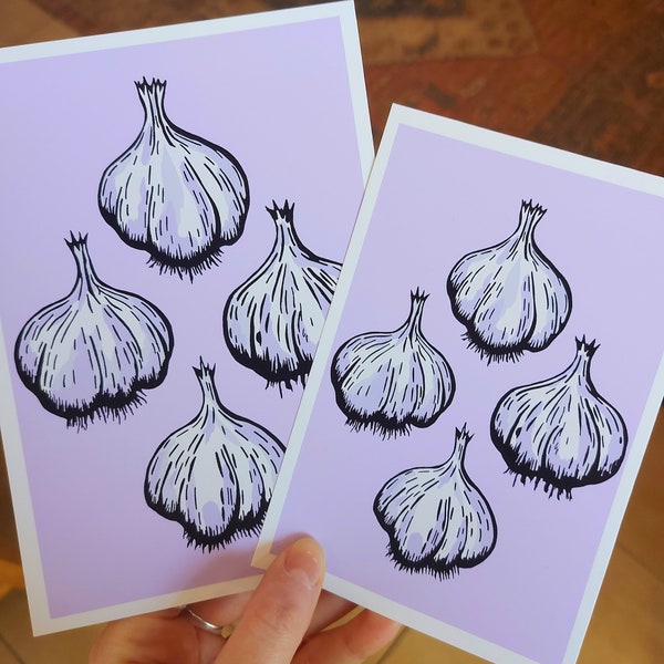 Garlic Art Print – 5x7 Art Print – Vegetable Art – Gift For Her – Gift for Cooks – Kitchen Art – Chef Art Print