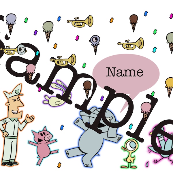 3 png file of Elephant and Piggie with friends