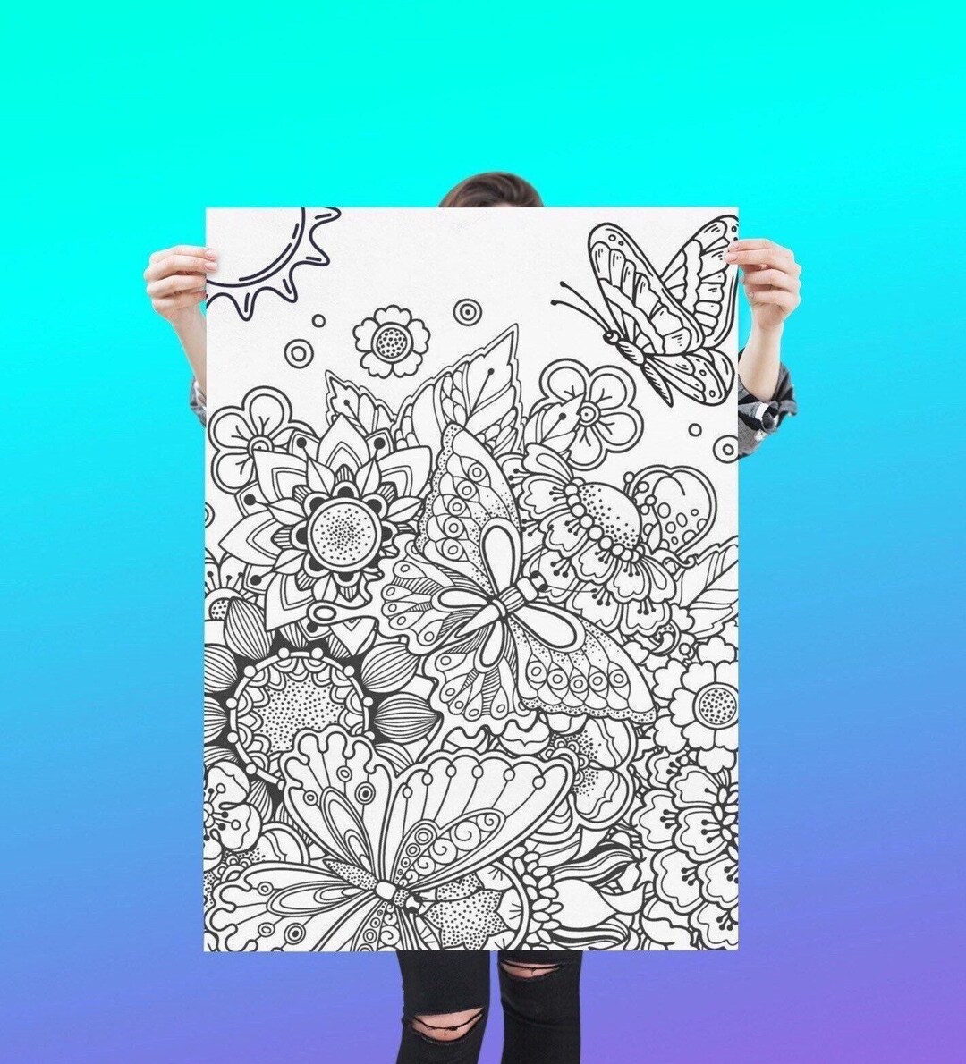 Large Coloring Poster, Large Adult Coloring Poster, Adult Coloring Page ...