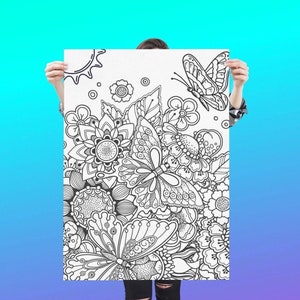 Gran cartel para colorear, gran cartel para colorear para adultos, página para colorear para adultos, página para colorear para niños, páginas para colorear, artes y manualidades, regalo