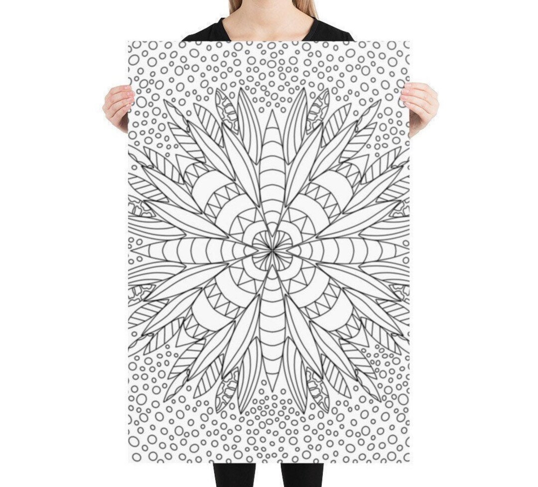 Large Flower Coloring Poster, Coloring Page, Doodle Coloring, Adults ...
