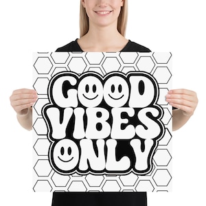 Póster para colorear grande Good Vibes, artes y manualidades, colorear para adultos, colorear para niños, regalo de cumpleaños para niños, citas para colorear