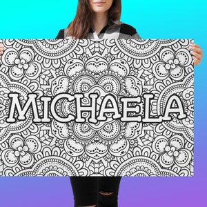 Custom Name Coloring Poster, Custom Coloring, Large Coloring Poster, Coloring Page, Kids Color, Adults Color, Birthday Gift