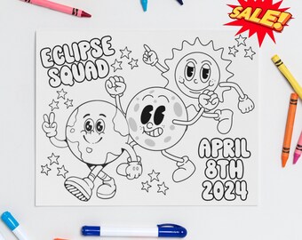 Affiche numérique à colorier de l'éclipse solaire, coloriage éclipse, coloriage éclipse, coloriage, couleur pour enfants, couleur pour adultes, éclipse 2024, science