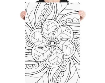 Large Coloring Poster, Mandala Coloring Poster, Mandala Art, Adults Coloring, Kids Coloring, Arts and Crafts, Mandala, Birthday Gift