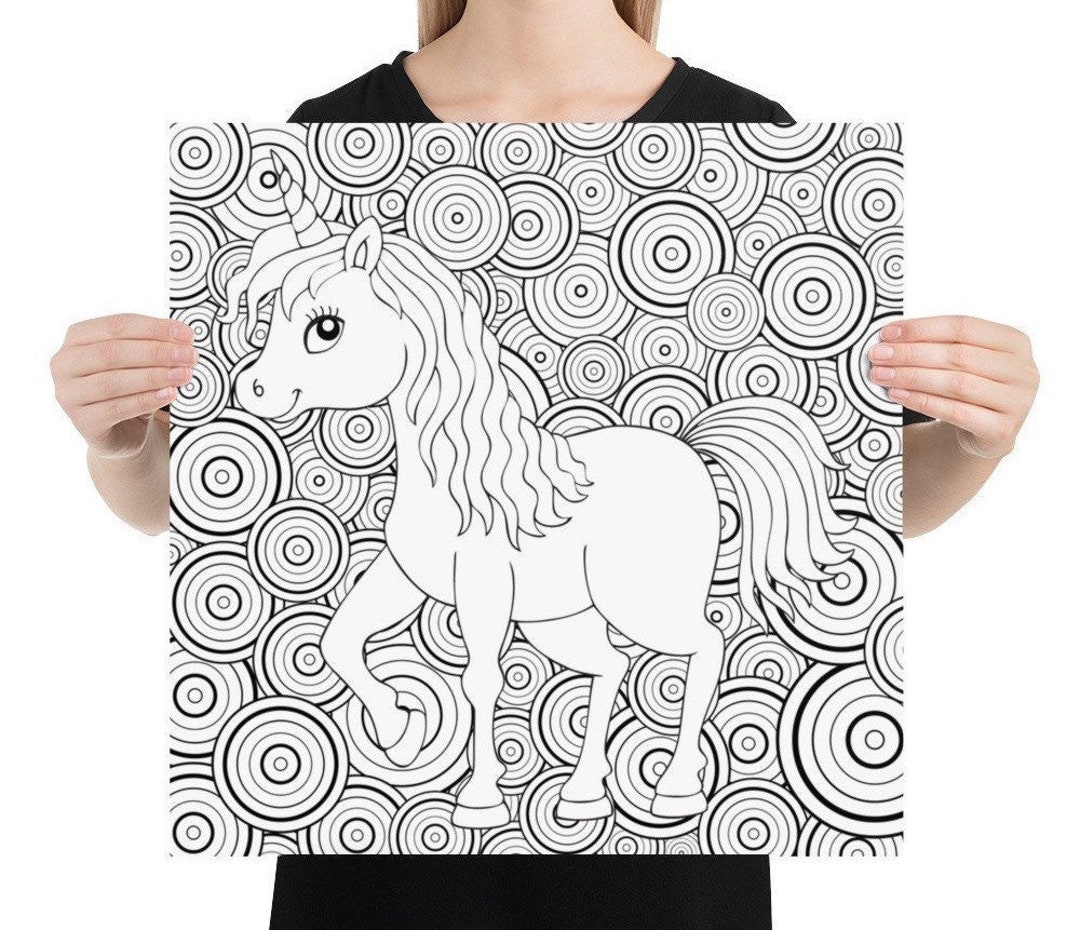 Unicorn Coloring Page, Kids Coloring Page, Adults Coloring Page, Large