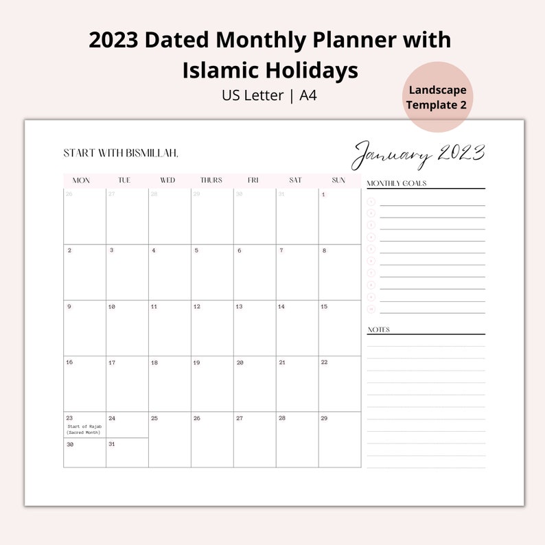 2023 Islamic Planner Bundle 2023 Dated Islamic Monthly Etsy Australia