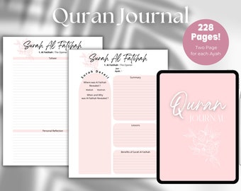 Quran Journal, Guided Quran Journaling, Digital Quran Journal, Printable Quran Journal, Quran Workbook, Surah Tracker, Tafseer Study
