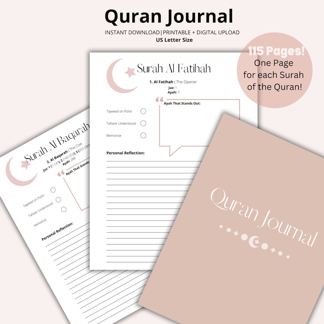 Quran Journal, Quran Workbook, Quran Study, Digital Quran Journal, PDF