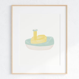 Watercolour Boat Nursery Wall Art, Nautical Nursery Print, Printable Boat Wall Art, Coastal Nursery Decor, Bath Time
