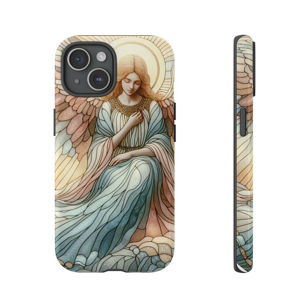 Angel-inspired Stained Glass Style Case, Spiritual Protection iPhone 16 ...