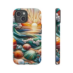Coastal Design iPhone Tough cases, Ocean Theme,  iPhone 16 cover, 15, 14, 13, 12, 11, 8, Pro, Max, Mini, iPhone series, Glossy, Matte Finish