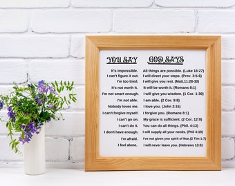 You Say God Says Bible Verses | He has got you covered | Wall Hanging |UNFRAMED |Digital Download | SQUARE