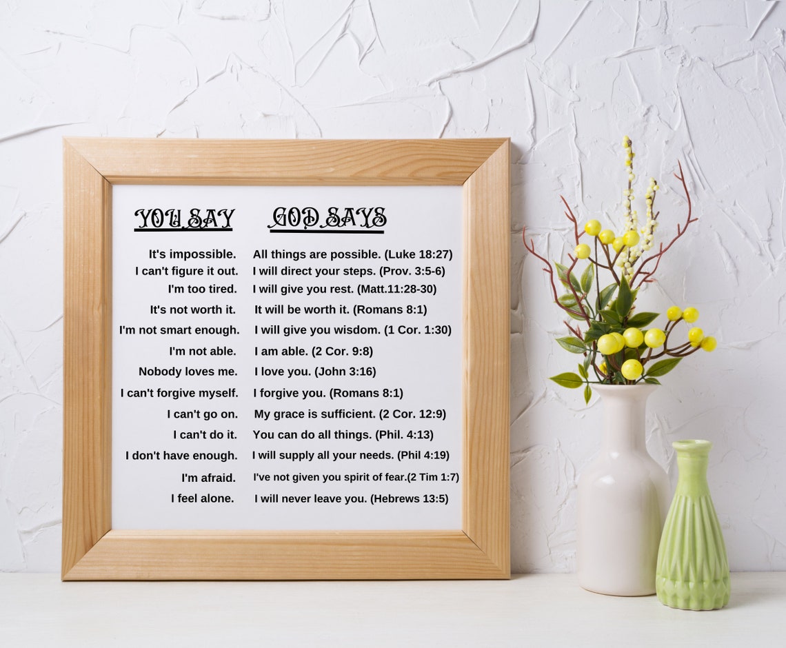 You Say God Says Bible Verse Print | Christian Wall Art (digital ...