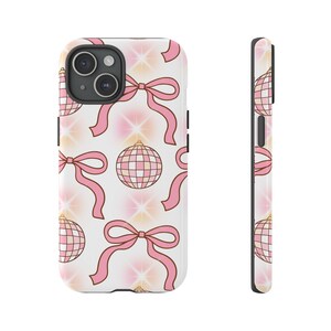 Schattige roze strik telefoonhoesjes, iPhone 16 15 14 13 12 Pro Max, Samsung 20, 21, 22, 23,24,25, stoere telefoonhoes, glanzende en matte afwerking