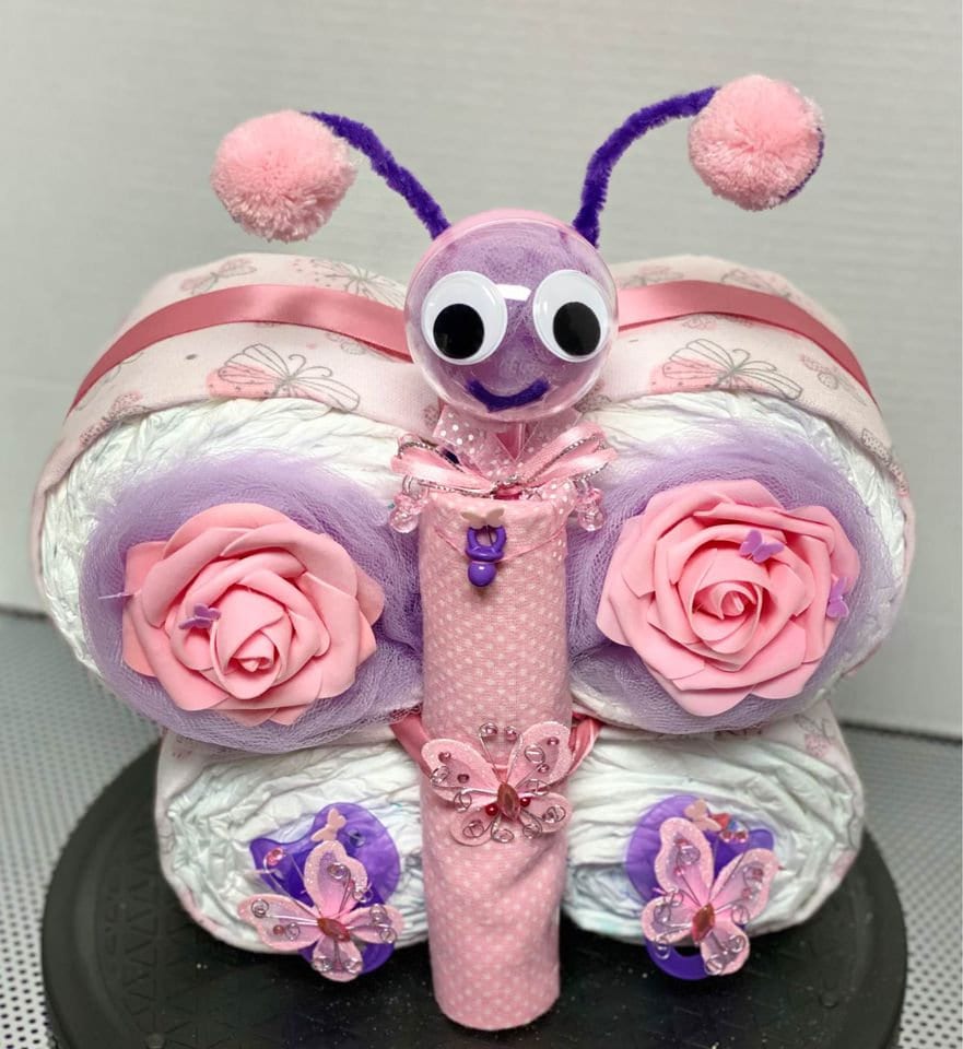 Purple Diaper Cake Butterfly