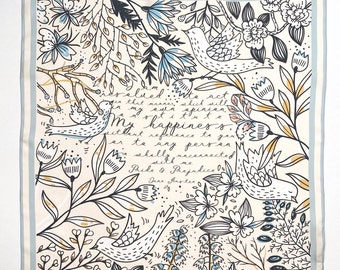 Bufanda de seda con cita de orgullo y prejuicio, regalos literarios para amantes de los libros