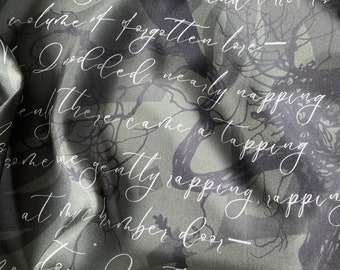 Edgar Allan Poe, The Raven | Literary Poem Silk Scarf,