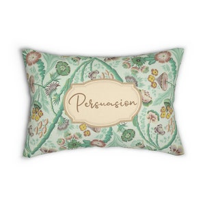 Persuasion Pillow Cushion Lumbar Support Vintage Floral Rectangular Cushion Home Decor Jane Austen Gifts for Book Lovers