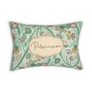 Persuasion Pillow Cushion Lumbar Support Vintage Floral Rectangular Cushion Home Decor Jane Austen Gifts for Book Lovers