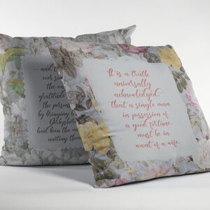 Pride and Prejudice First line and Last Line in One Pillow | Vintage Cushion | Gifts for Book Lovers | Jane Austen