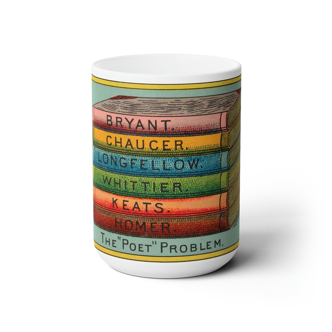 Vintage Book Spine Art Mug | Poets Cup | Cups for Poetry Lovers | Gifts ...
