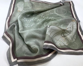 Literary Poem Silk Scarf, Emily Dickinson, Two Butterflies Went out at Noon