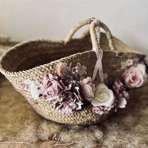 Large flowered wicker basket