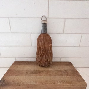 Vintage Wisk Broom, Metal Wire Top with Hanger