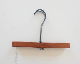 Vintage Double Star Diamon Lock Adjustable Long Neck  Wooden Pants or Skirt Hanger, Primitive Clothing or Sewing Display Made in USA