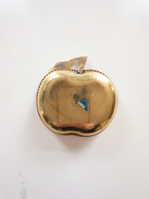 Vintage Solid Brass Apple Catchall Tray Trinket D… - image 11