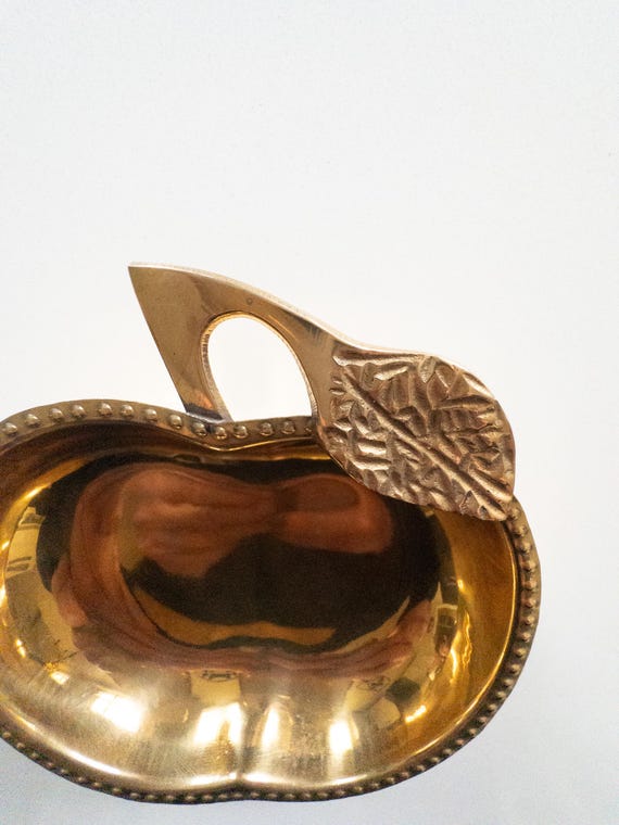 Vintage Solid Brass Apple Catchall Tray Trinket D… - image 9