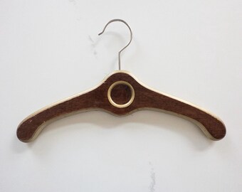 Vintage Wooden Clothes Hanger Hollywood Regency MCM Wood & Gold 18"